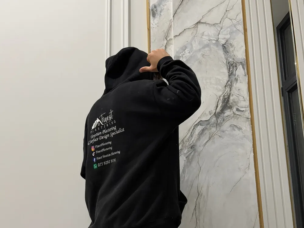 Marble effect panel, applied by hand