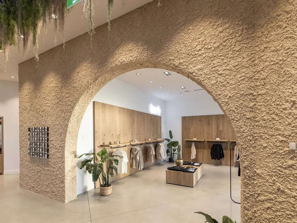 Retail fit-out in textured lime