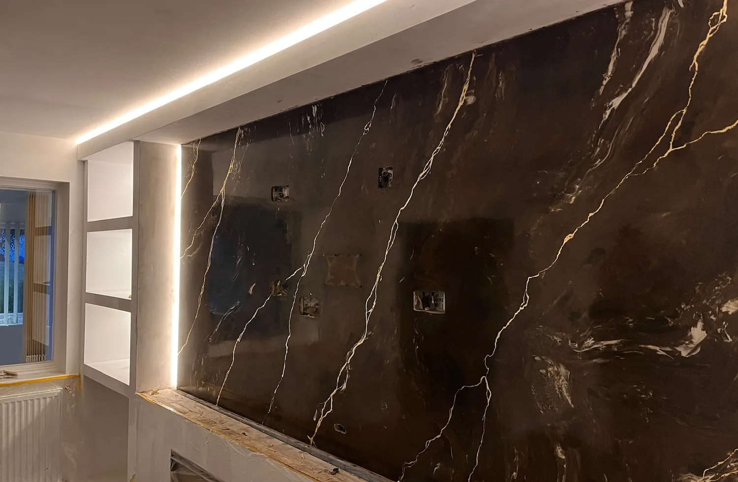 Residential, media wall and shelving