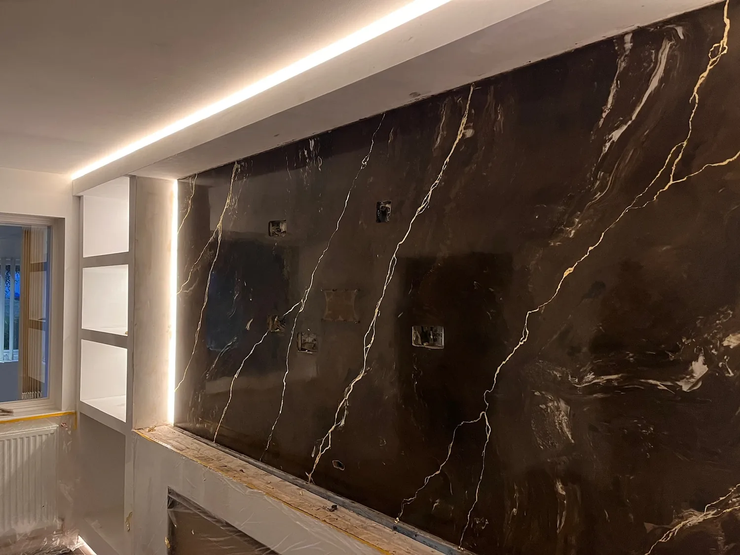 Residential · Marble effect media wall