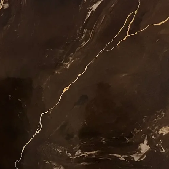 Brown marble polished plaster with gold veining
